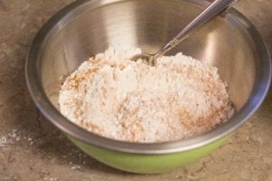 Mixed dry ingredients for healthy carrot cake recipe from Alyssa Ashmore