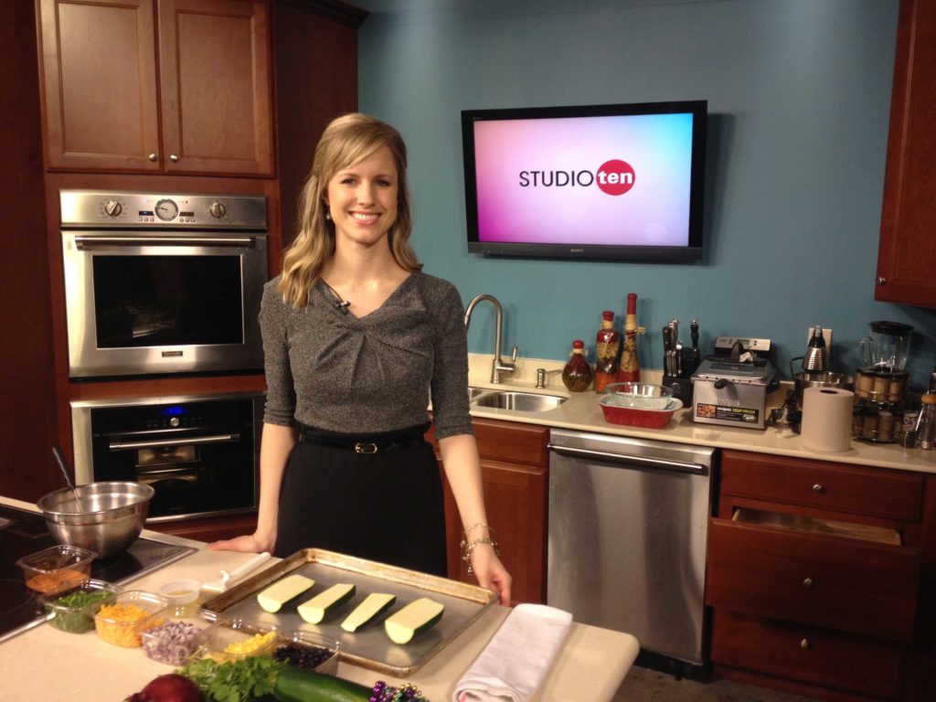 Sharing my zucchini boats recipe on Fox10 Studio 10's In the Kitchen for American Heart Month